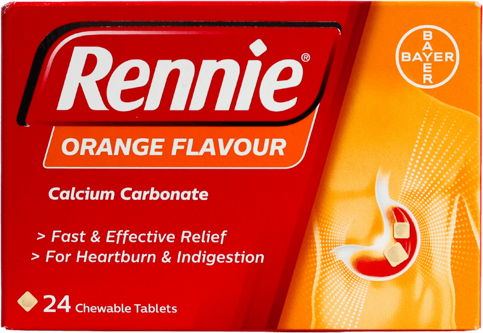 Rennie Chewable Orange 24 Tablets