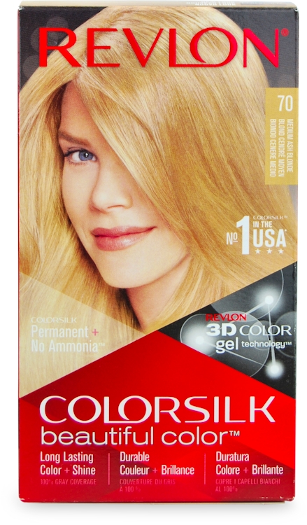 Photos - Hair Dye Revlon Colorsilk Permanent Hair Colour 70 Medium Ash Blonde 