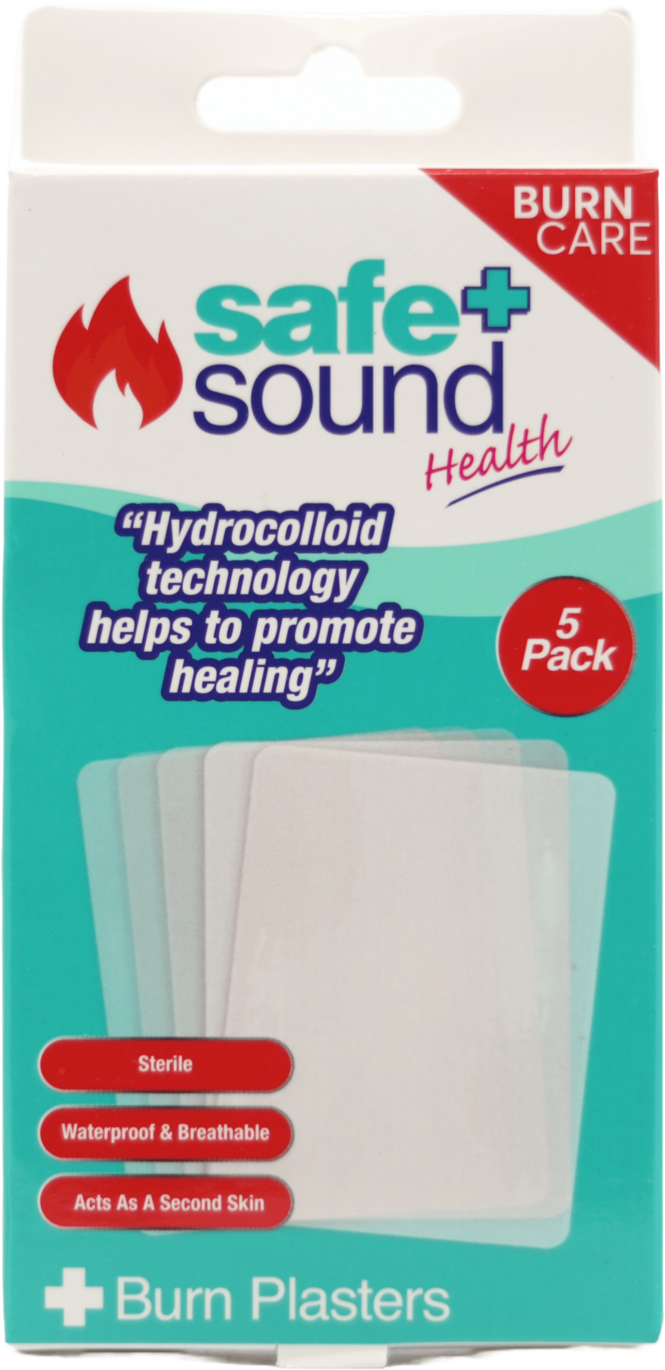 Safe & Sound Burn Plasters 7.5cm x 5cm 5 Pack