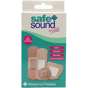 Safe & Sound Washproof Plasters 20 Pack | medino