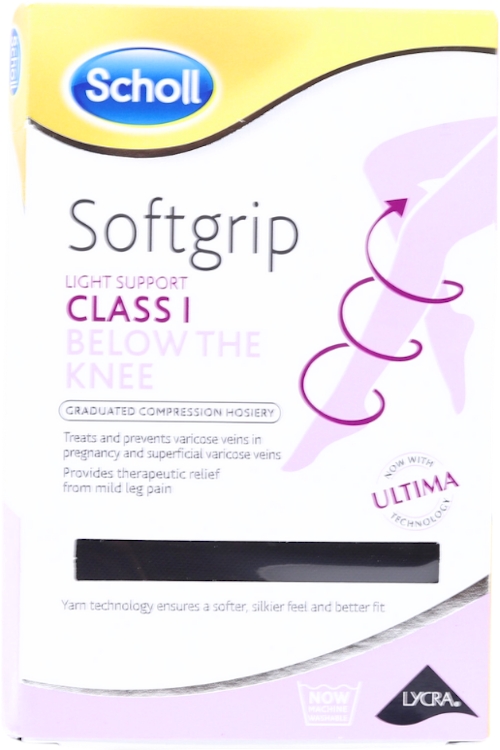 Scholl Softgrip C1 Below The Knee Compression Hosiery Small Black