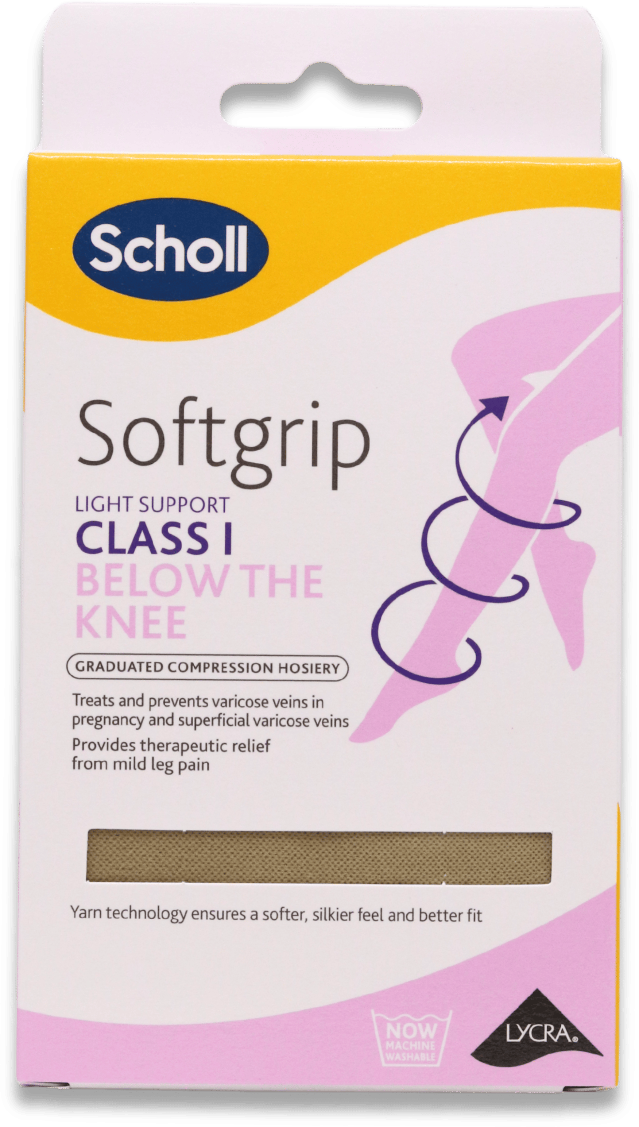 Scholl Softgrip C1 Below The Knee Compression Hosiery Extra Large Closed Toe Natural