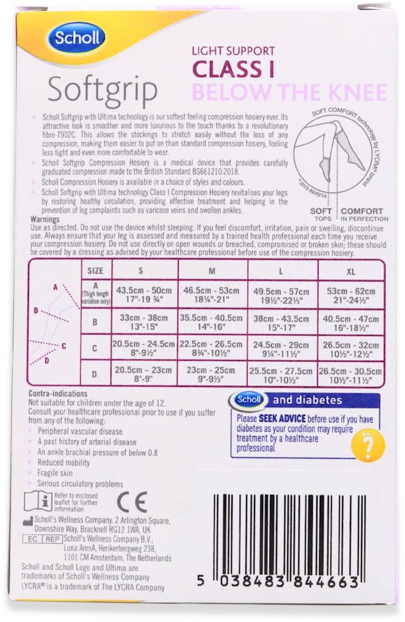 Scholl Softgrip C1 Below The Knee Compression Hosiery Small Open Toe Natural - 2
