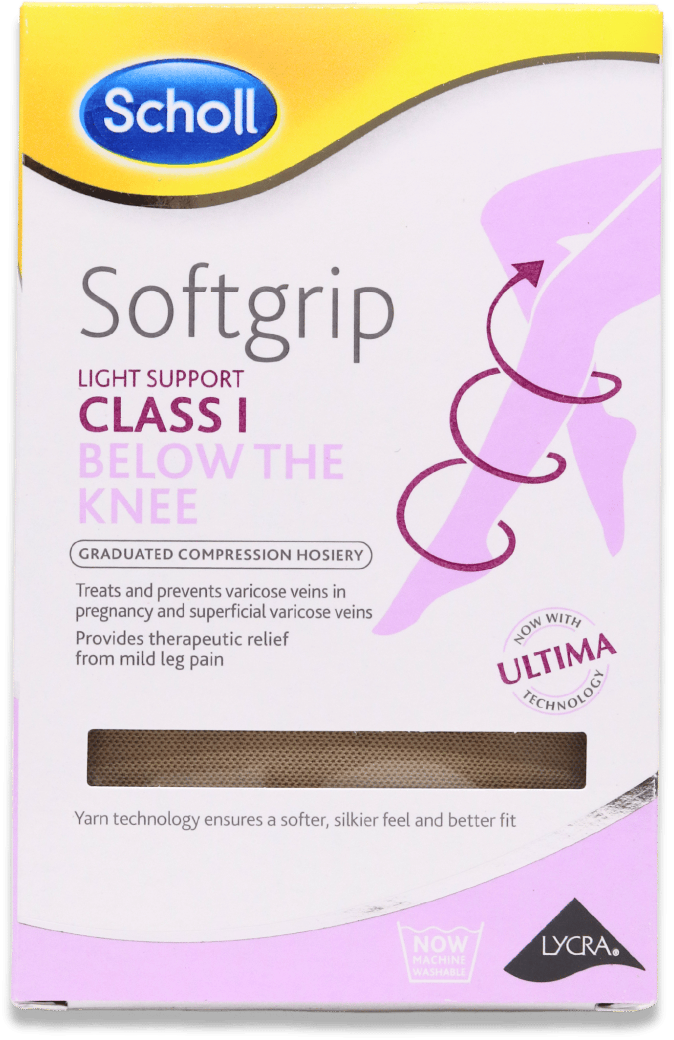 Scholl Softgrip C1 Below The Knee Compression Hosiery Small Open Toe Natural