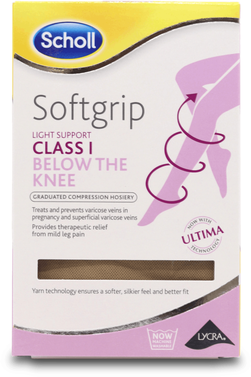 Scholl Softgrip C1 Below The Knee Compression Hosiery Large Open Toe Natural