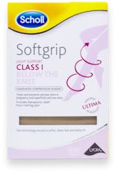 Scholl Softgrip Ultima Class 3 Open Toe Below Knee Stockings Natural XL