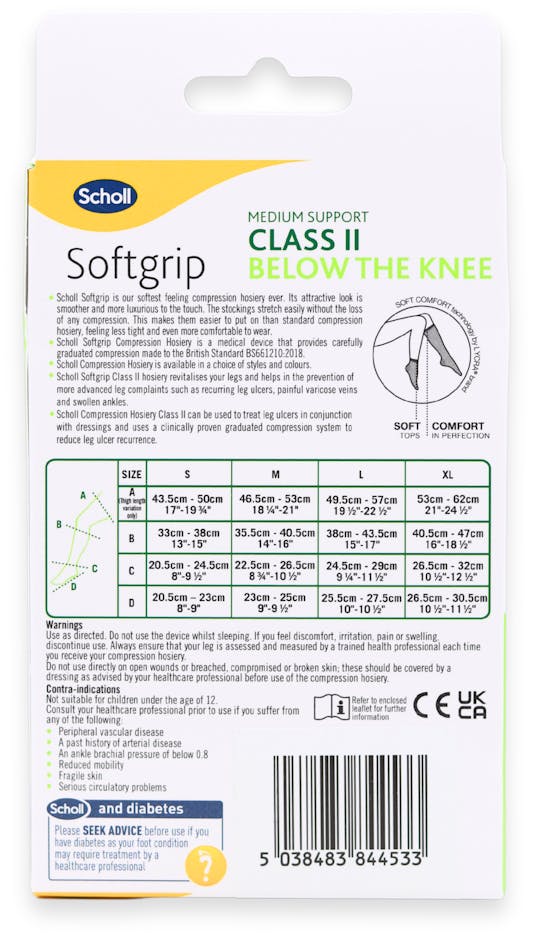 Scholl Softgrip C2 Below The Knee Compression Hosiery Extra Large Closed Toe Natural - 2