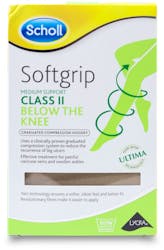 Scholl Softgrip Stockings: Class 1: Below Knee: Closed Toe - Natural -  Medium