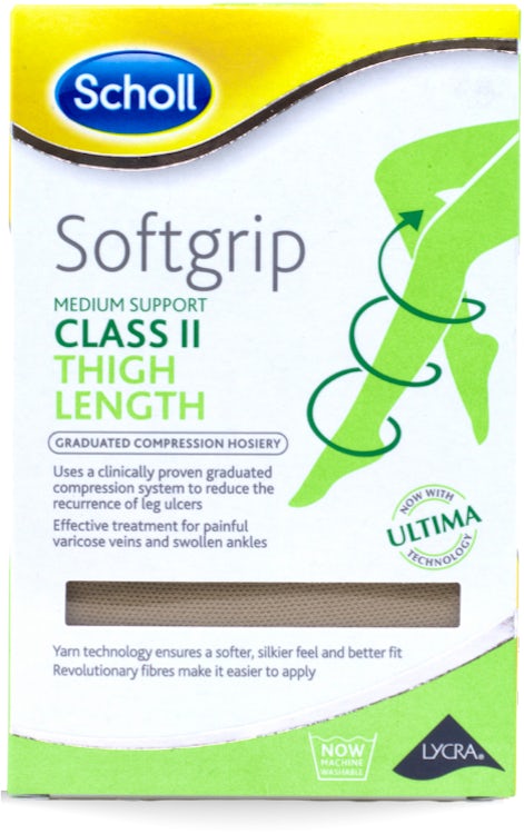 Scholl Compression Stockings CL1 Thigh Closed Toe Nat XL