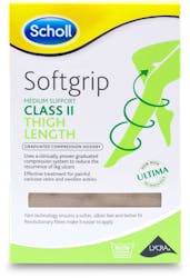 Scholl Softgrip C2 Thigh Length Compression Hosiery Small Natural