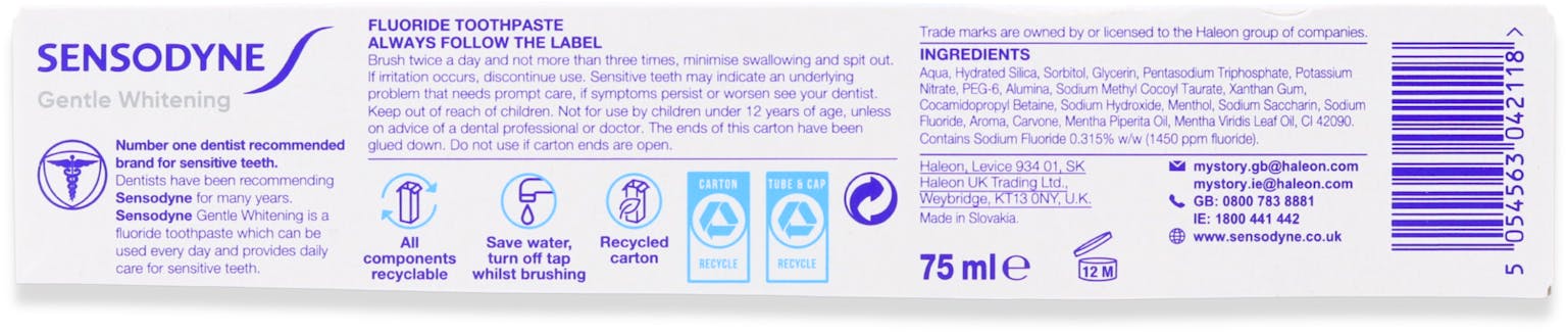 Sensodyne Gentle Whitening Toothpaste 75ml - 2