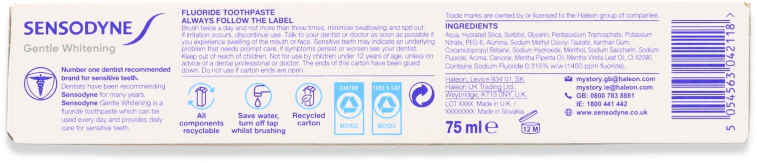 Sensodyne Daily Care Gentle Whitening Toothpaste 75ml - 3