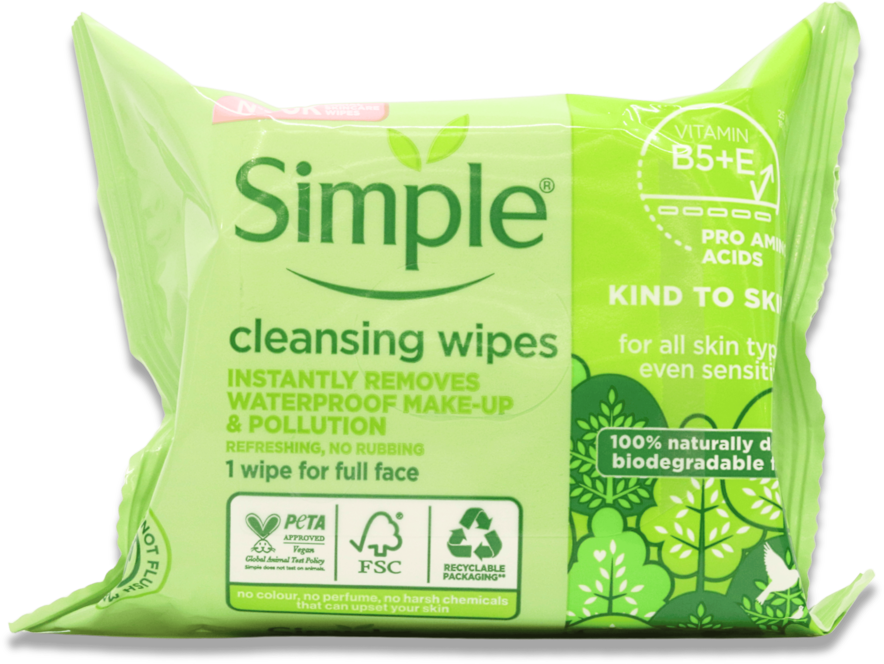 Simple Biodegradable Cleansing Wipes 25 Pack