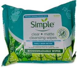 Simple Daily Skin Detox 20 Biodegradable Wipes