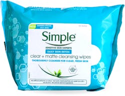 Simple Daily Skin Detox Clear & Matte Cleansing Wipes 25 Pieces