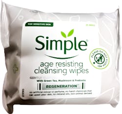 Simple Facial Wipes Age Resisting 25 Pack