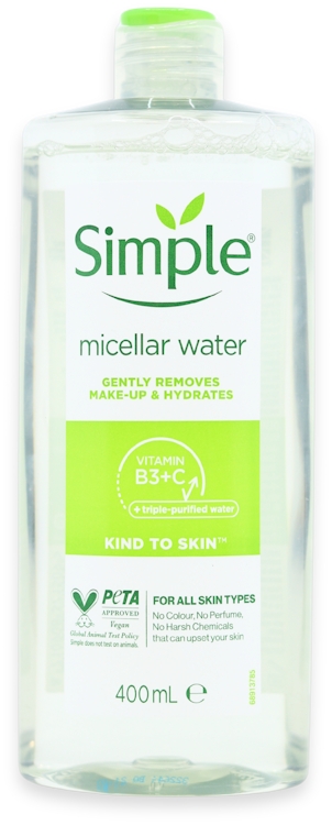 Simple Women's Kind to Skin 'Make-Up Remover' Micellar Cleansing Water, 3 x 400ml in Clear