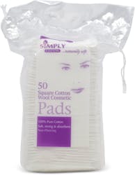 Simply Cotton Square Cotton Wool Cosmetic Pads 50 Pack