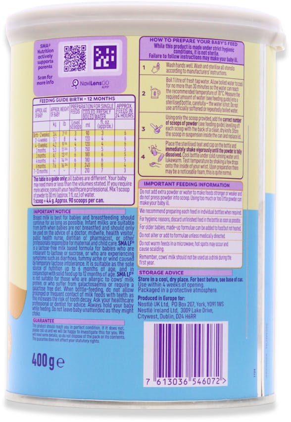SMA Lactose Free Infant Milk Powder 400g - 2