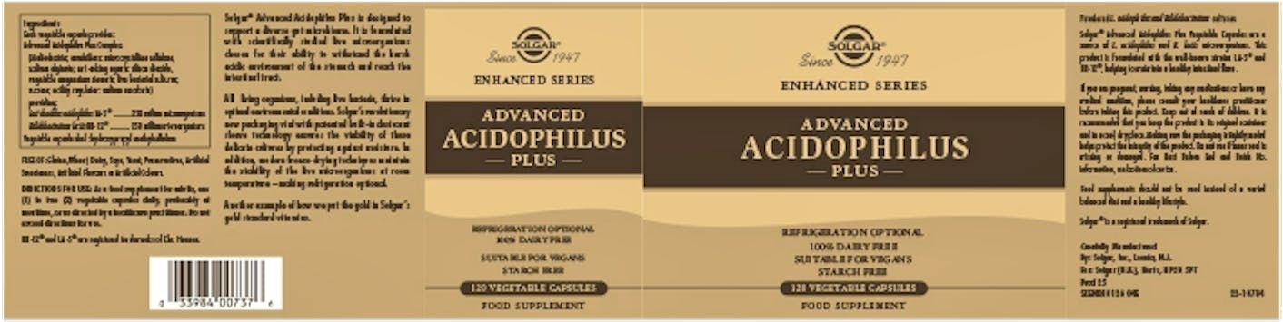 Solgar Advanced Acidophilus Plus 120 Capsules - 2