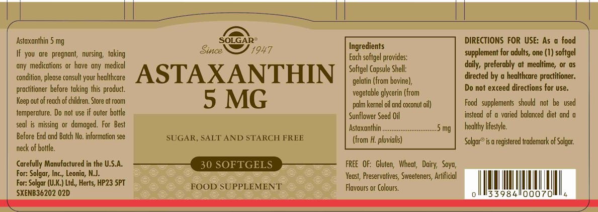 Solgar Astaxanthin 5mg 30 Softgels - 2