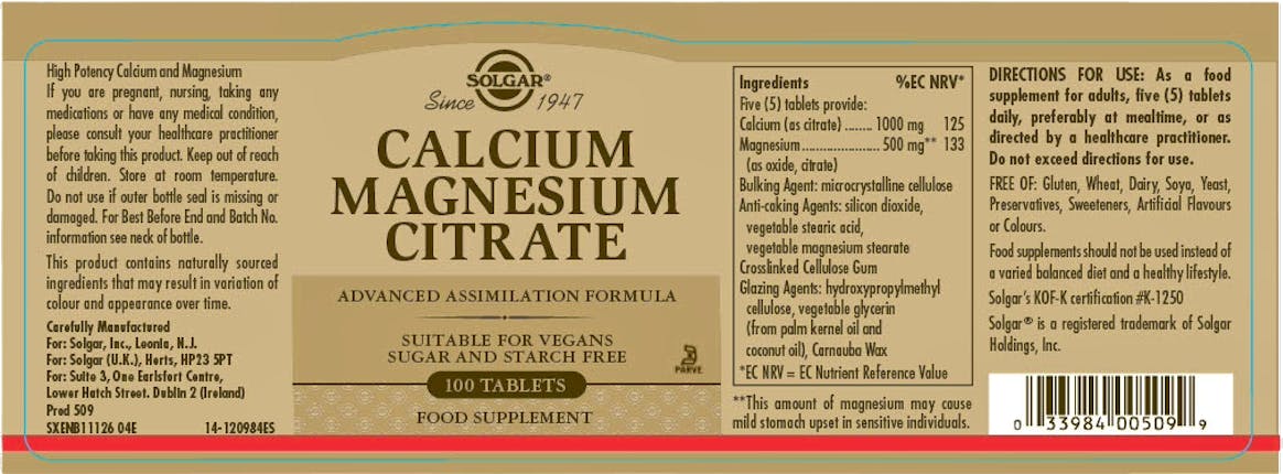 Solgar Calcium Magnesium Citrate 100 Tablets - 2