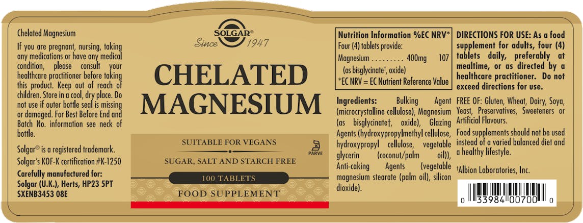 Solgar Chelated Magnesium 100 Tablets - 2