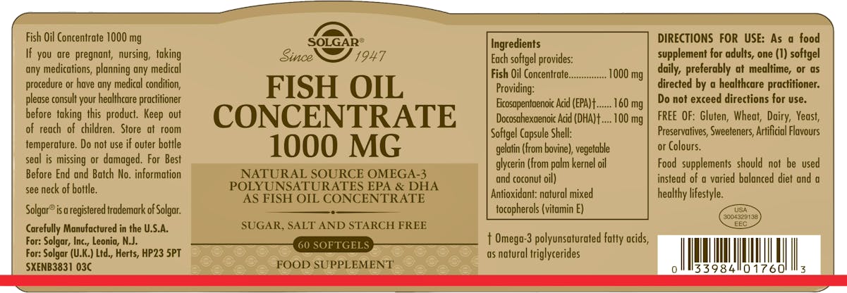 Solgar Fish Oil Concentrate 1000mg 60 Softgels - 2