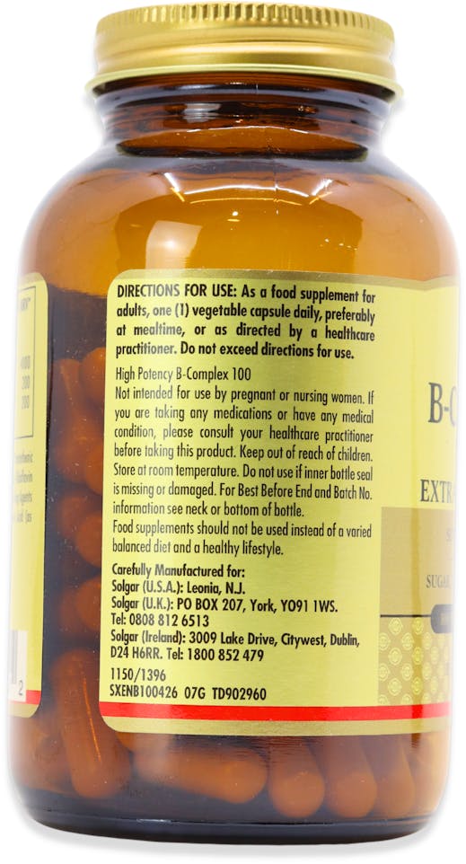 Solgar Vitamin B-Complex "100" Extra High Potency 100 Capsules - 4
