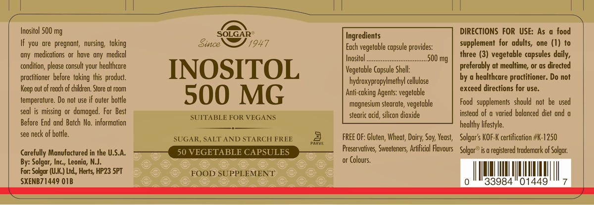 Solgar Inositol 500mg 50 Capsules - 2