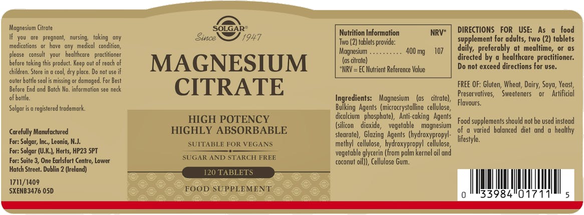 Solgar Magnesium Citrate 120 Tablets - 2