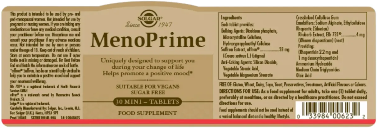 Solgar MenoPrime 30 Mini-Tablets - 2