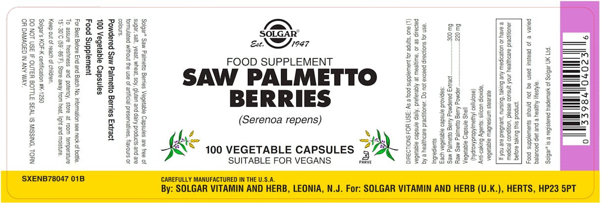 Solgar Saw Palmetto Berries 100 Capsules - 2