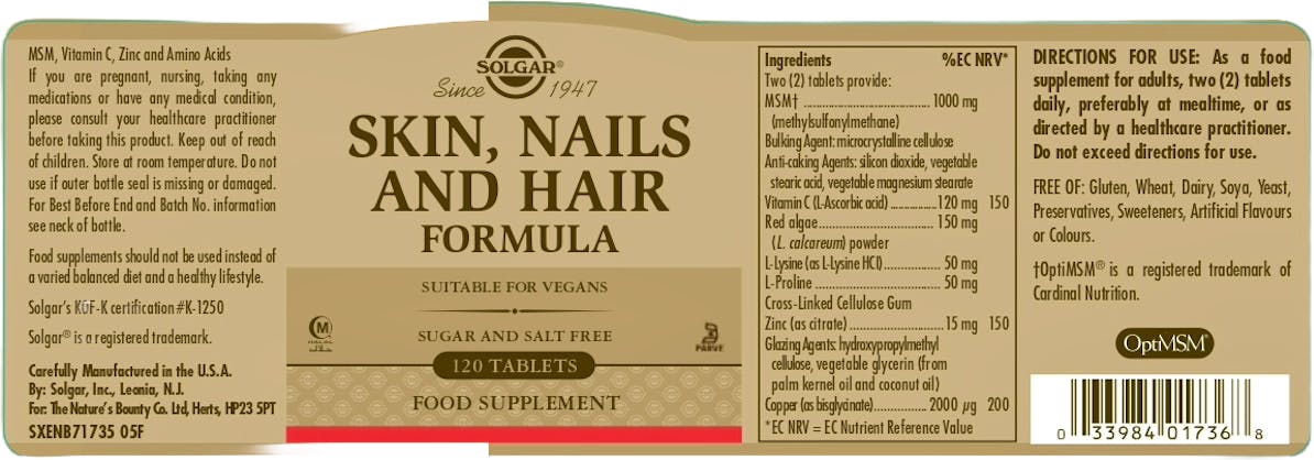 Solgar Skin, Nails and Hair Formula 120 Tablets - 2