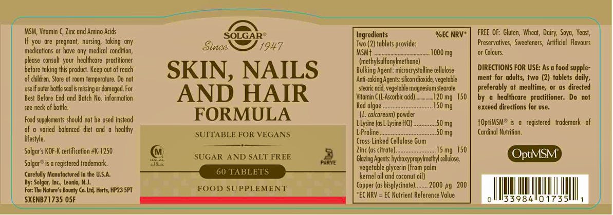 Solgar Skin, Nails and Hair Formula 60 Tablets - 2