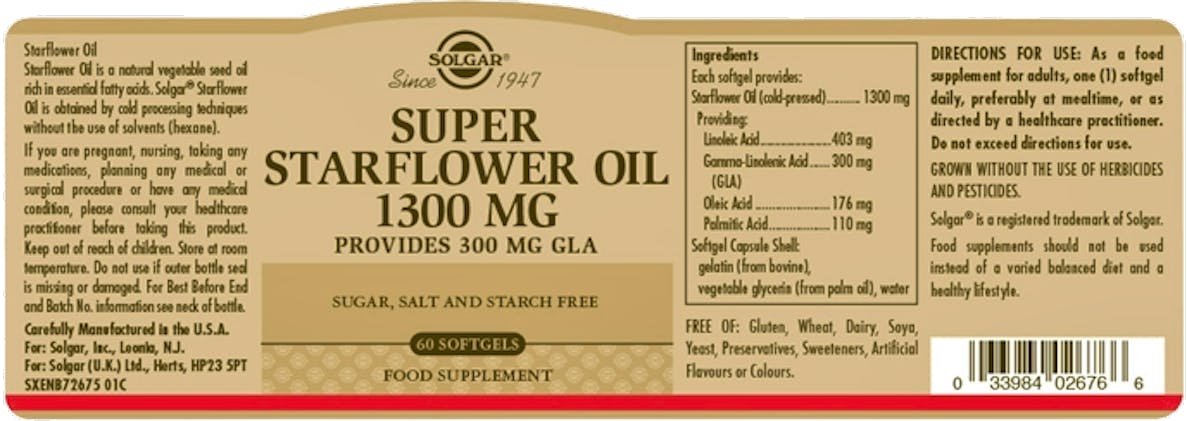 Solgar Super Starflower Oil 1300mg 60 Softgels - 2