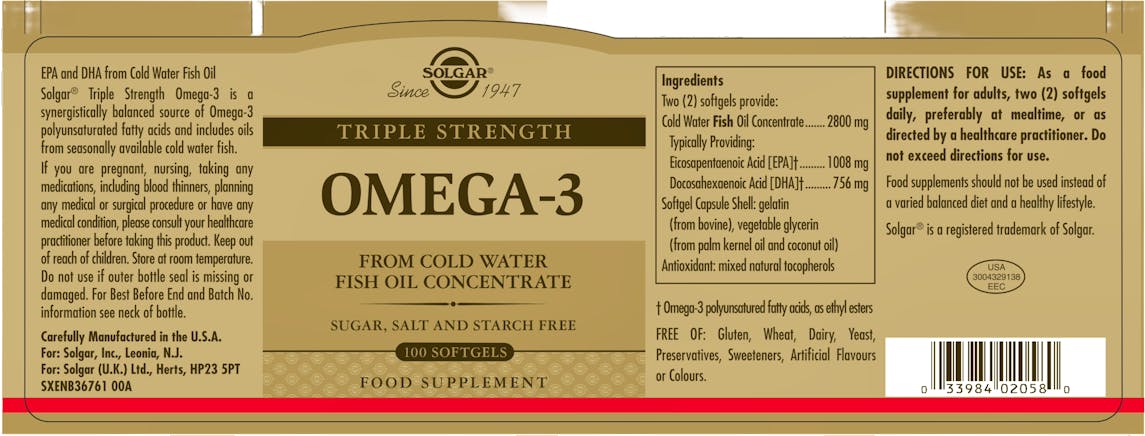 Solgar Triple Strength Omega-3 100 Softgels - 2