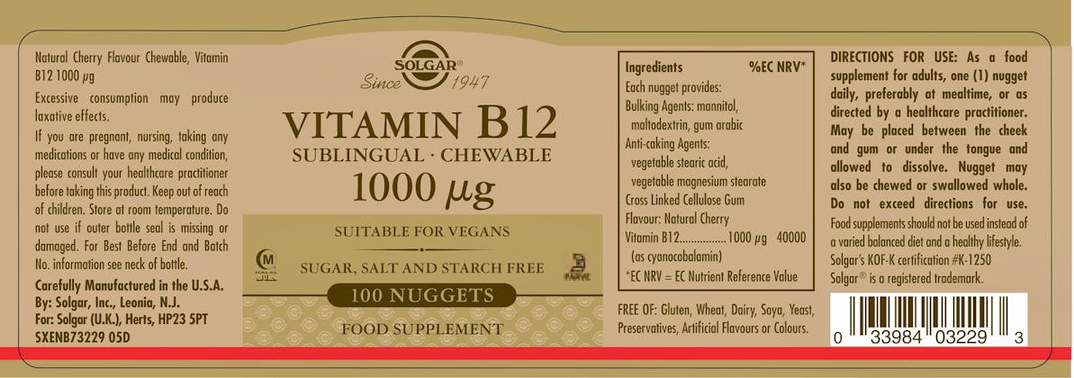 Solgar Vitamin B12 1000µg Nuggets 100 Nuggets - 2