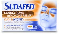 Sudafed Congestion & Headache Relief Day & Night 16 Capsules