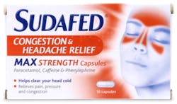 Sudafed Congestion Headache Max Strength 16 Capsules