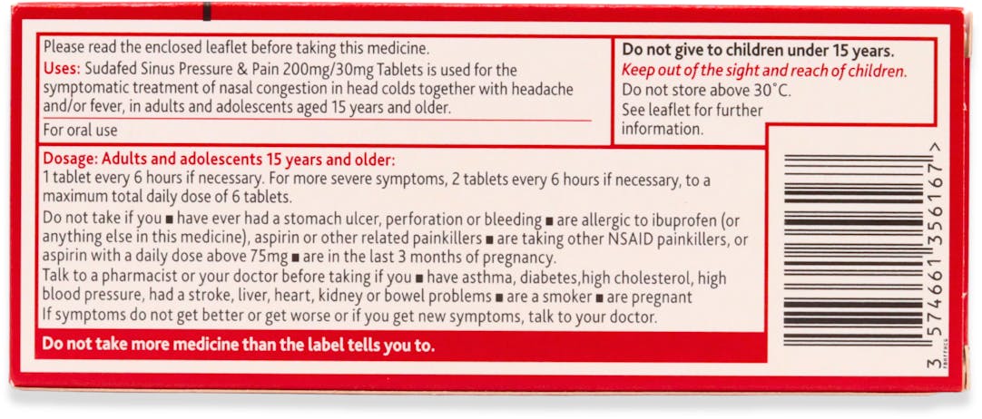 Sudafed Sinus Pressure & Pain 12 Tablets - 2