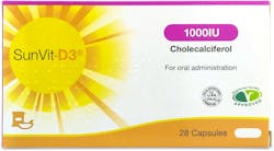 Sunvit-D3 1000IU Cholecalciferol Vitamin D 28 Capsules