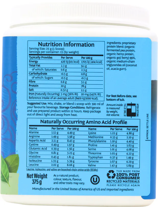 SunWarrior Protein Warrior Blend Unflavoured 375g - 2