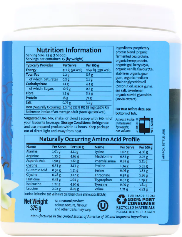 SunWarrior Protein Warrior Blend Vanilla 375g - 2