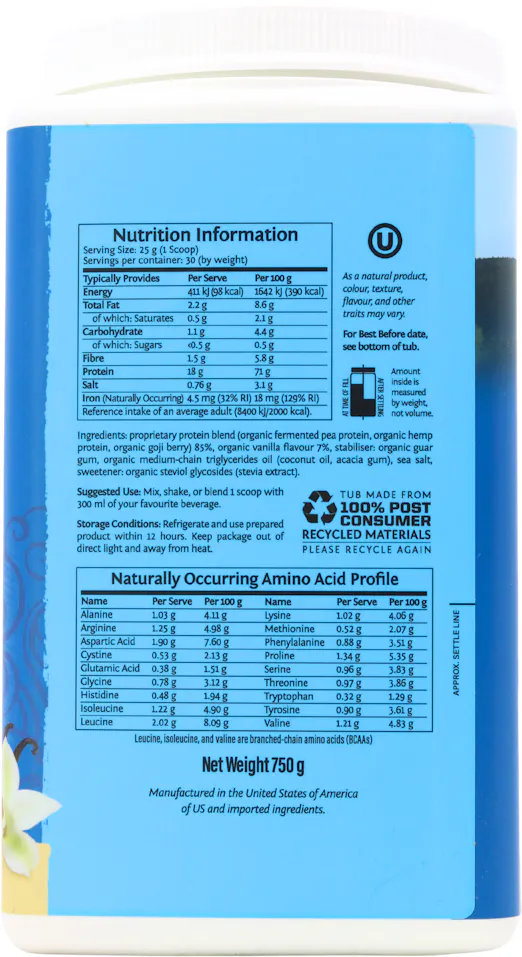 SunWarrior Protein Warrior Blend Vanilla 750g - 2