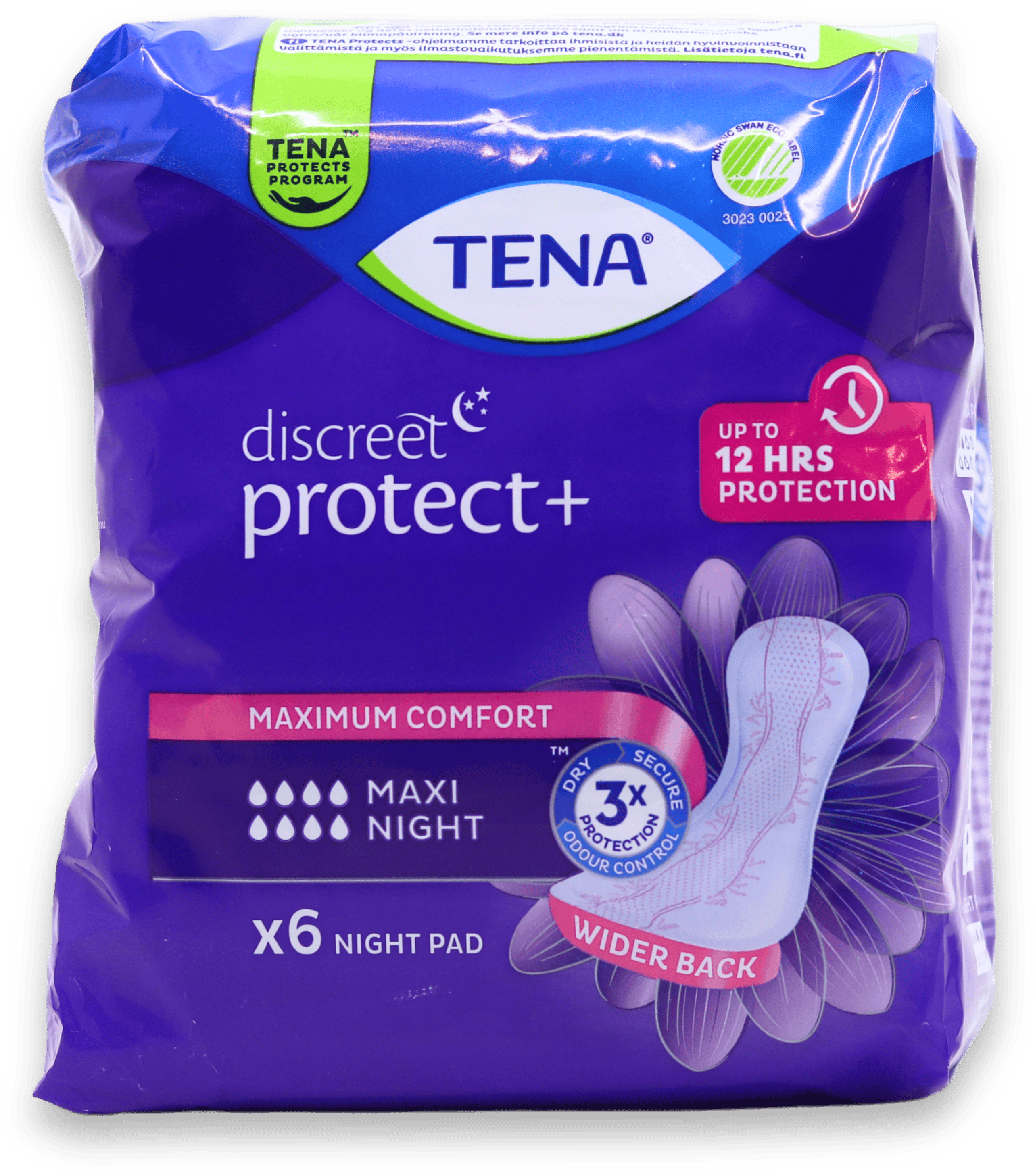 Tena Discreet Protect+ Maxi Night Pads 6 Pack