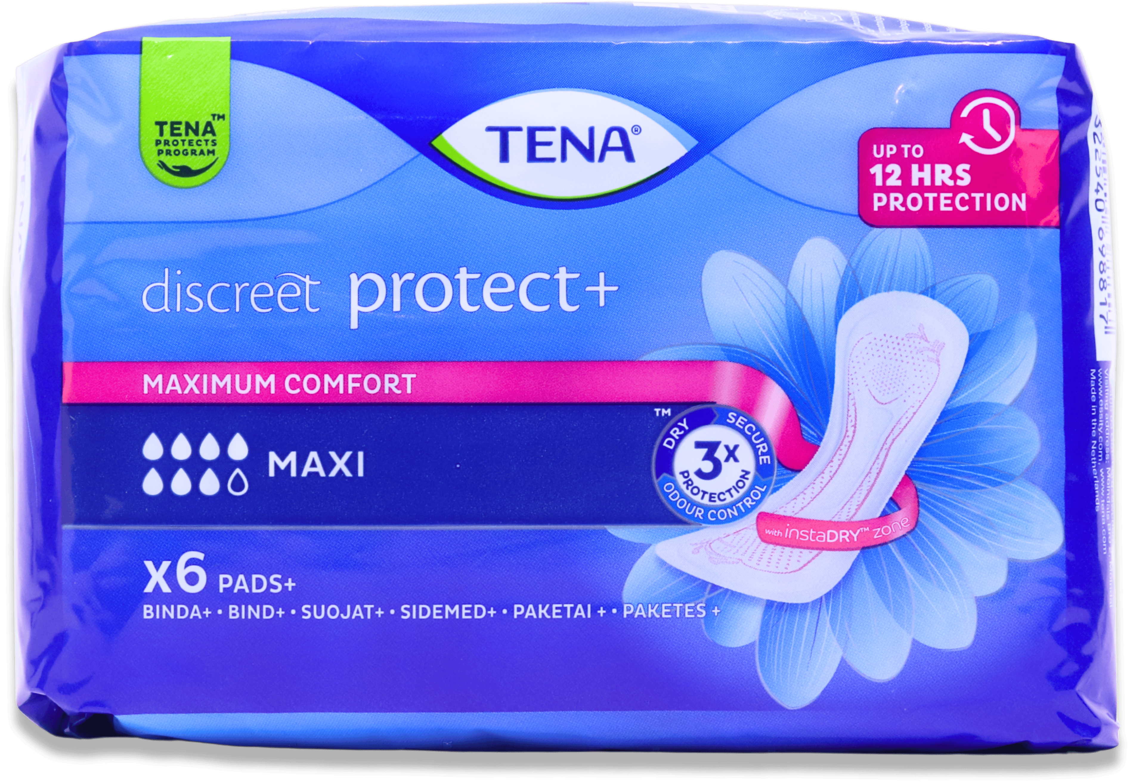 Tena Discreet Protect+ Maxi Pads 6 Pack