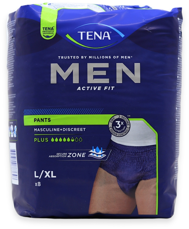 Tena Men Active Fit Pants Plus Blue Large/Extra Large 8 Pack