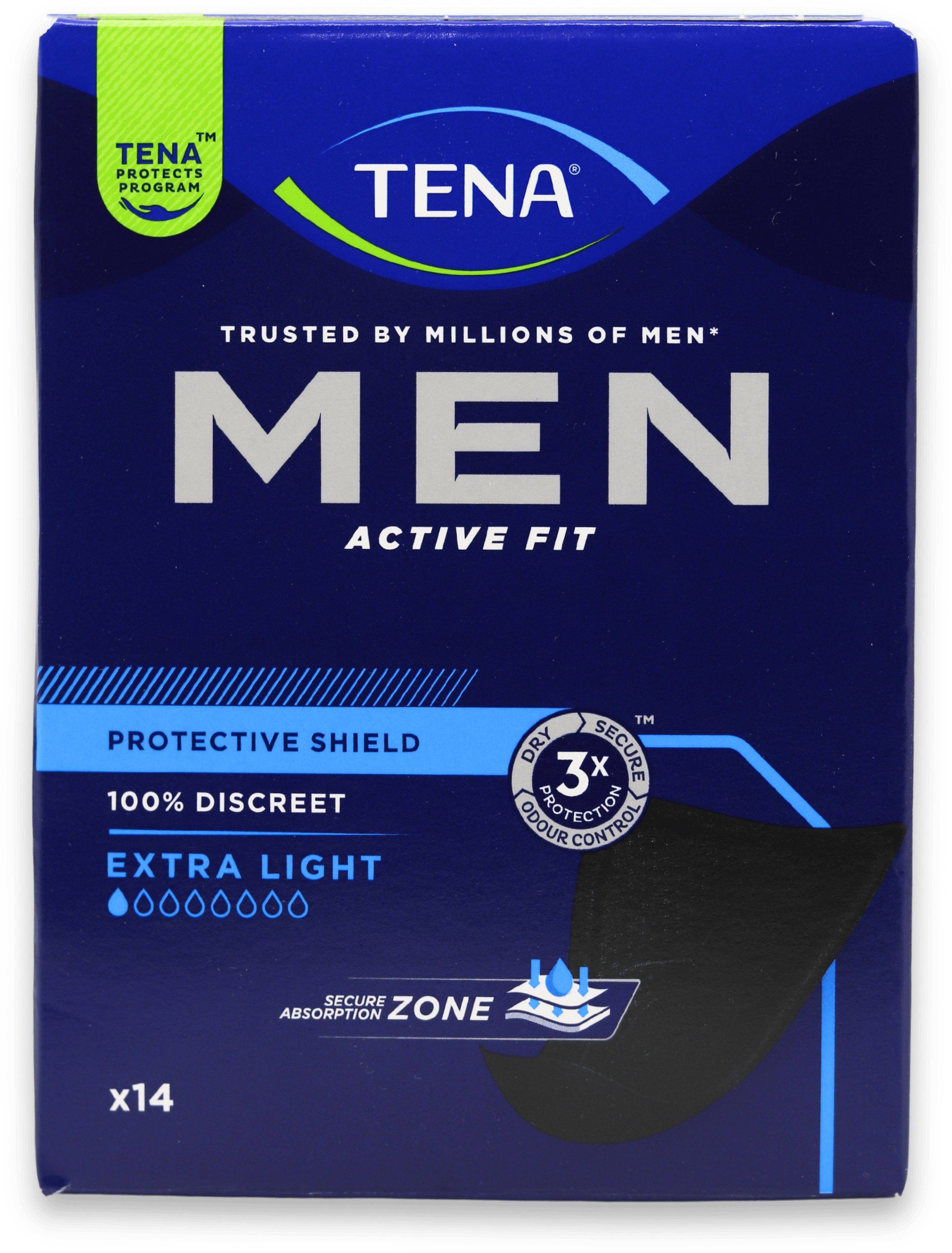 Tena Men Active Fit Protective Shield Extra Light 14 Pack