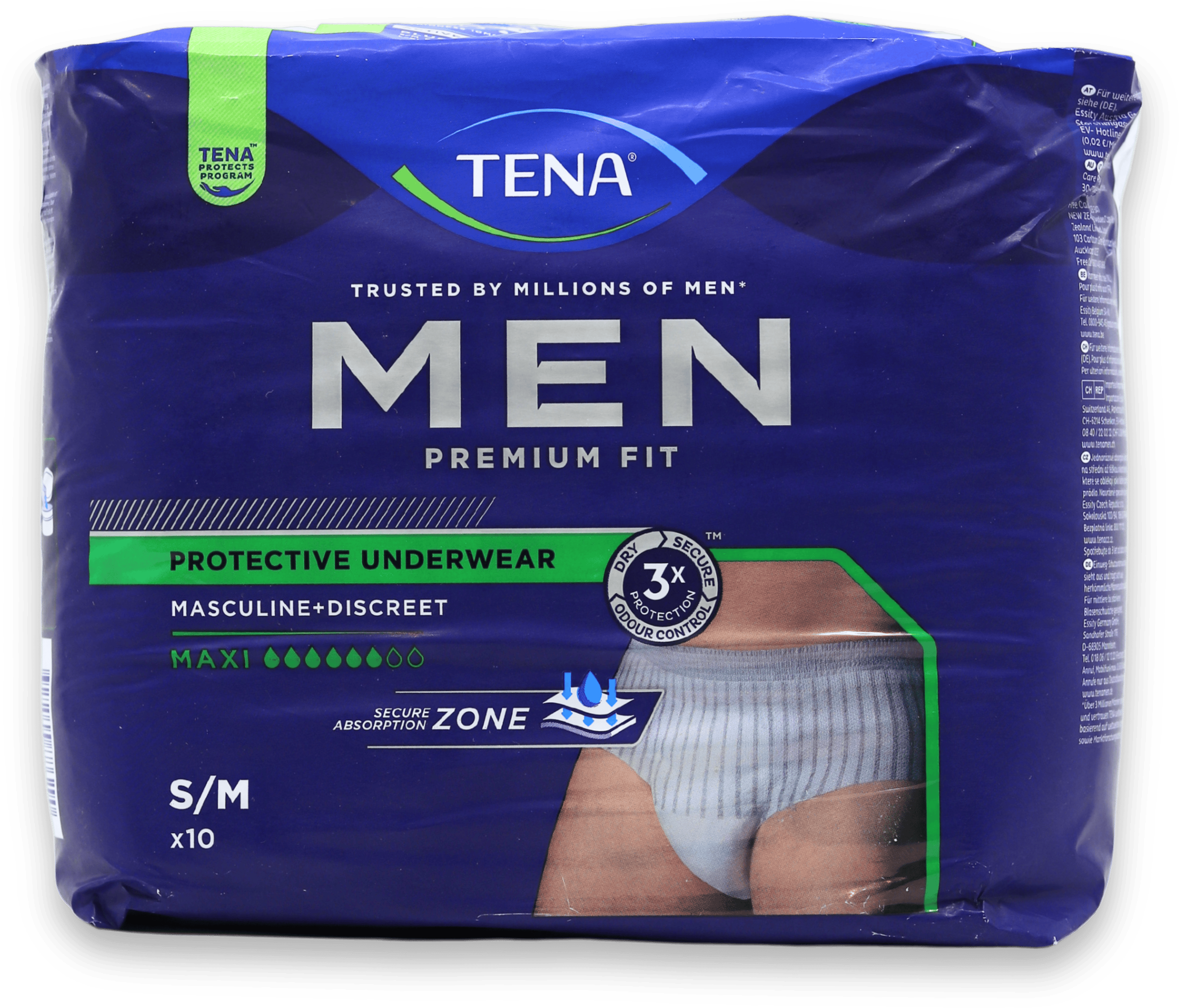 Tena Men Premium Fit Protective Underwear Maxi S/M 10 Pack